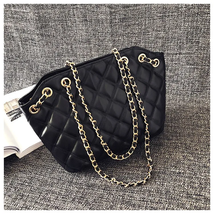 

Bag Women's 2019 New Style Korean-style Fashion Bag with Chain PU Handbag Shoulder Bag Bags Rhombus Bag
