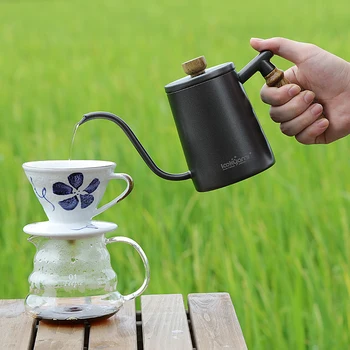 

Brew hot coffee pot coffee drip pot Teflon coating long mouth spout teapot water jug stainless steel coffee kettle600ml