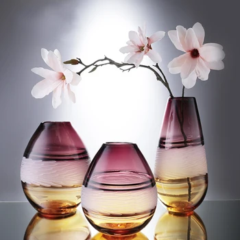 Jarrones de cristal con flores para decoración del hogar jarrón decorativo de estilo nórdico para la sala de estar