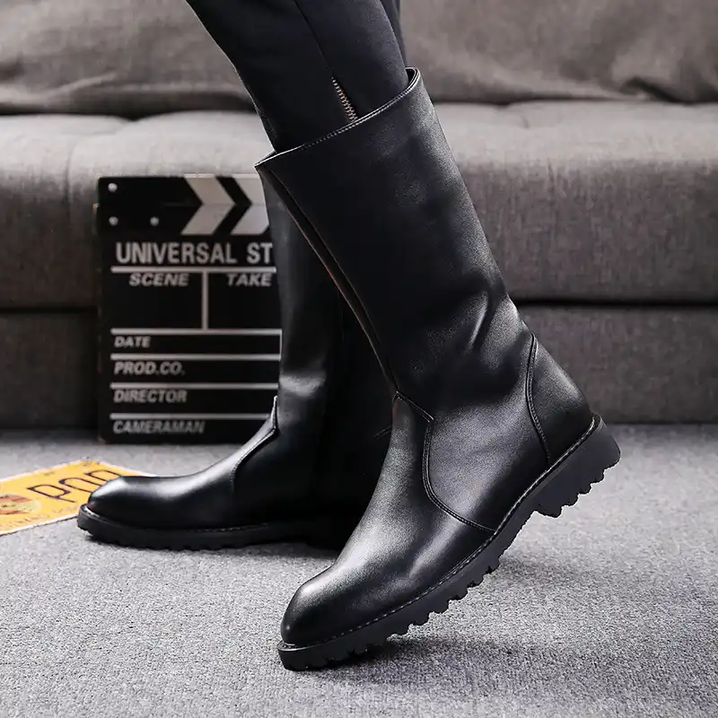 black soft leather boots