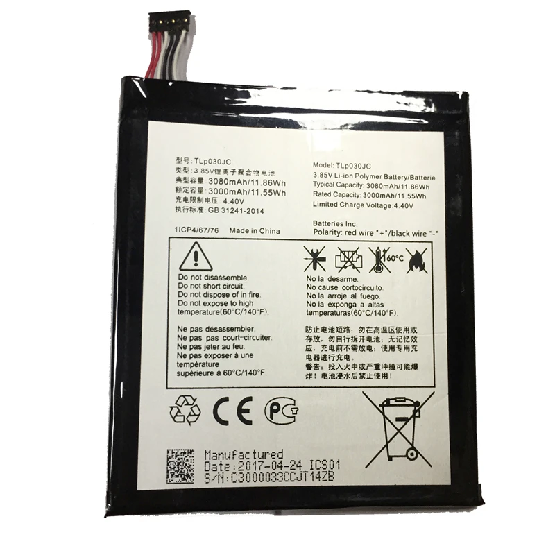 

For Alcatel One Touch A3 XL 9008 9008X 9008D Mobile Phone Batteries 3080mAh Tlp030jc Mobile Phone Battery