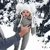 New Autumn Winter Baby Kids Beanie 15 CM Real Fur Pompom Hat For Children Warm Wool Knitted Earflap Cap ► Photo 3/6