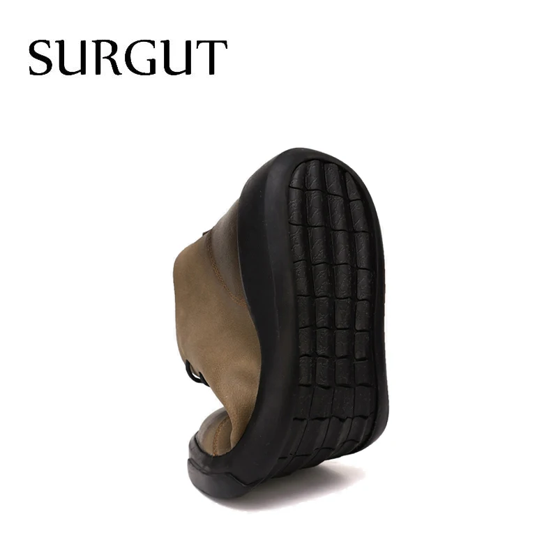 Surgut, фирменные Мужские ботинки ПУ мокасины из искусственной кожи для Для мужчин осень-зима обувь Для мужчин полусапоги зимние мотоботы размер 38-47