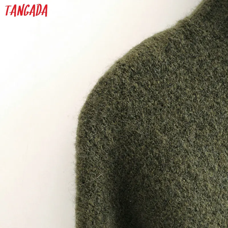 Tangada корейский шик для женщин водолазка сплошной свитер Винтаж Дамы Элегантный негабаритных вязаный джемпер Топы 3H264