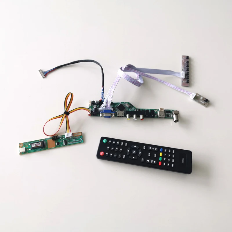 Для B121EW05 V0 V1 USB VGA HDMI AV RF T. V56 плата контроллера клавиатура+ инвертор+ пульт дистанционного ЖК-монитор LVDS 20Pin 1CCFL DIY kit