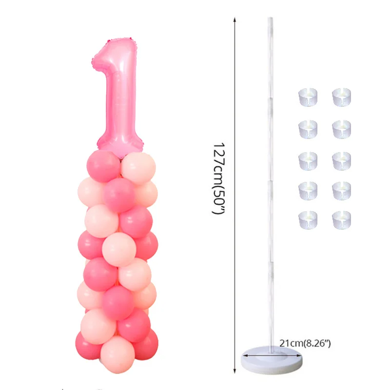 1pcs balloon stand MEIDDING первый 1-й декорации дня рождения девочка украшение душевой кабины Oh Baby номер воздушные шары фото плакат дети розовые подарки - Цвет: 1pcs balloon stand