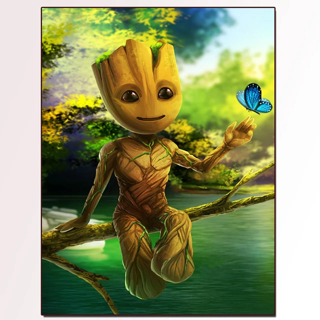 AB Velvet Canvas Diamond Painting Disney Groot guardians Galaxy Big Diy  Mosaic Cartoon 5d Diy Square Full Round Home decor - AliExpress