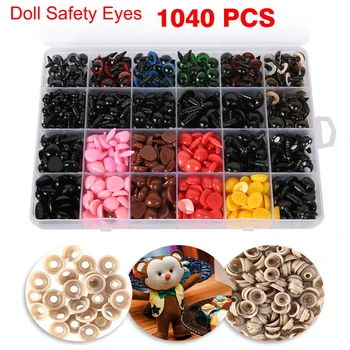 

1040Pcs 6mm-14mm Plastic Safety Eyes Noses Boxes For Teddy Bear Doll Animal Plush Toy DIY Making Doll Accessories