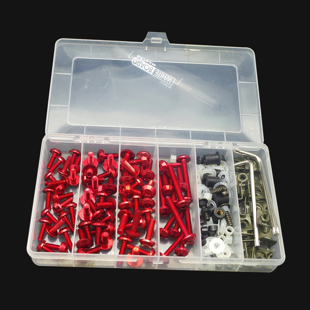 

Universal Motorcycle Full Fairing Screws Kit Body moto cover Bolts Nuts FOR zx6r 1999 suzuki gsxr 750 k8 yamaha yz85 cbr1000