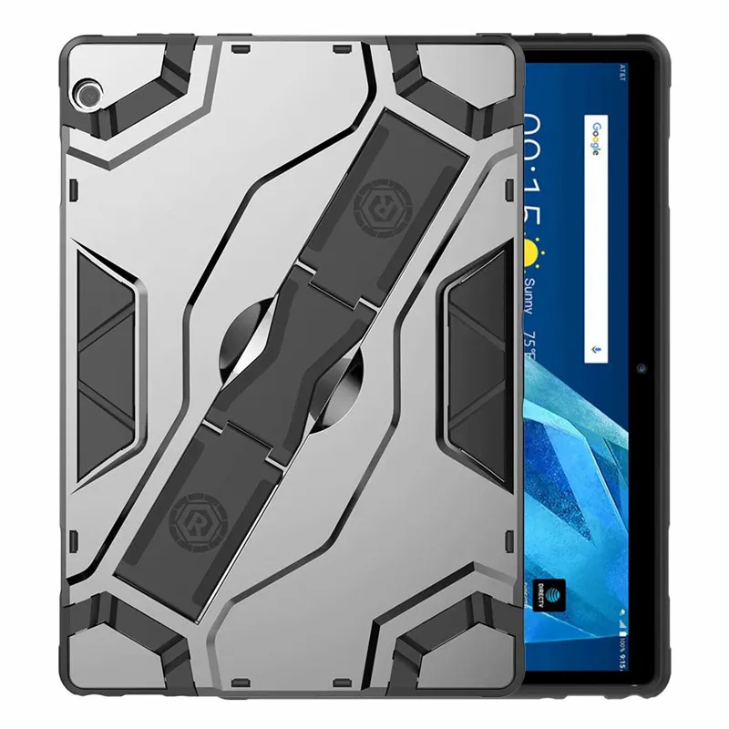 Чехол для lenovo Tab M10 X605, модный силиконовый+ жесткий чехол с подставкой для lenovo tab M10 TB-X605 10,1" - Цвет: black gray