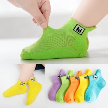 

c191 Kids boys Socks Thin teenagers Cotton Socks Cute Cartoon for Spring Summer girl Toddler crew Socks 5 pairs / lot