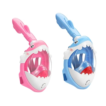 

2x Kids Snorkel Mask Full Face Foldable 180 Degree Panoramic View Snorkeling Mask Anti Fog Anti Leak Snorkel Pink & Blue