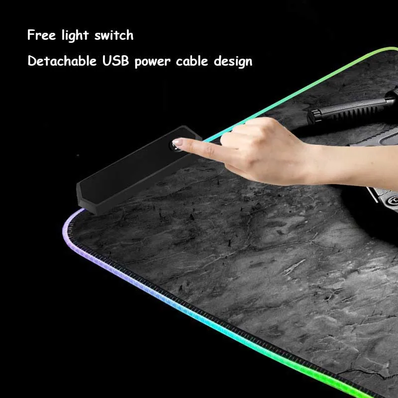  XGZ Large RGB Mouse Pad Black Lock Edge Submachine Gun HD Custom Office Computer Desk Mat Rubber No