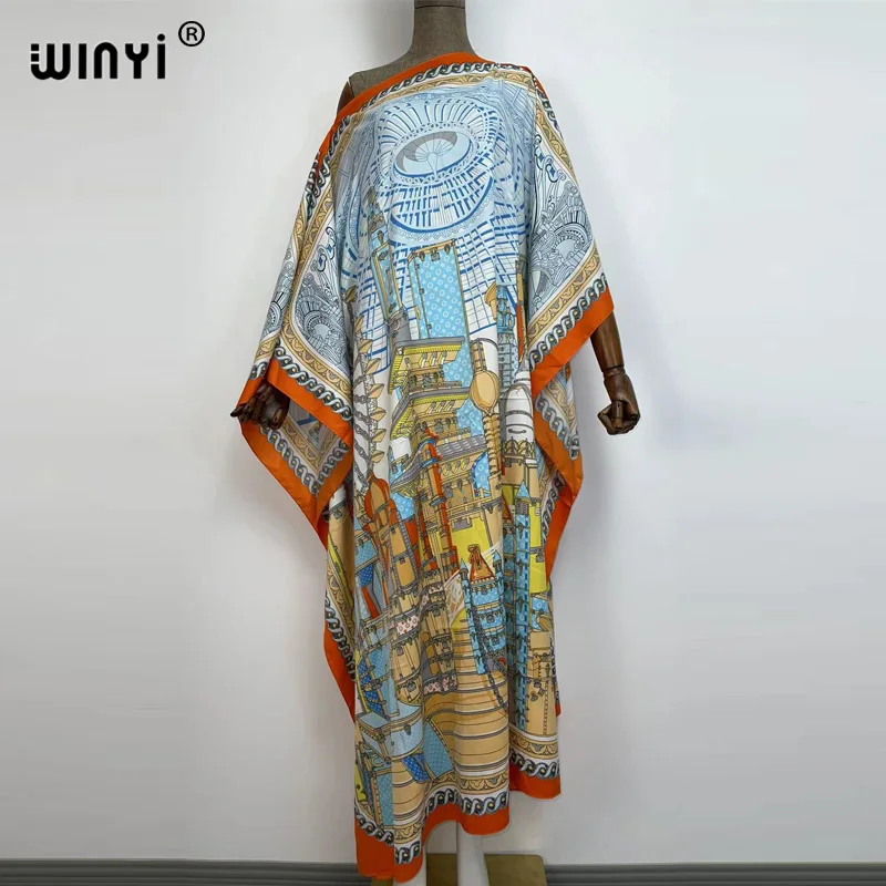 

WINYI Printed caftan african dresses for women kaftan Loose Dress Batwing abaya Maxi Long vetement femme 2021 Party Elegant robe