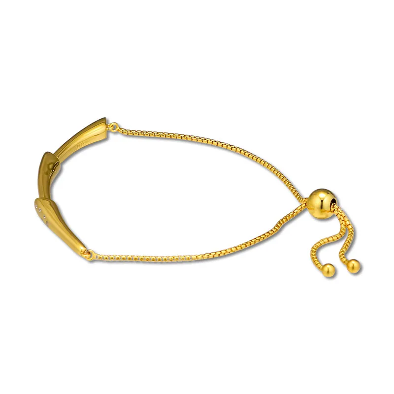 Flower Stem Sliding Chain Bracelets for Women 925 Sterling Silver Jewelry Fashion Golden Shine Charms Bracelets Wholesales