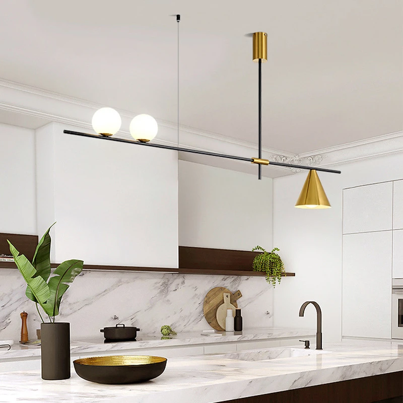 Nordic Home Living Room Led Pendant Lamps Restaurant Dining Room  Home Bedroom Gold/black Led Minimalist Metal Line Hanging Lamp