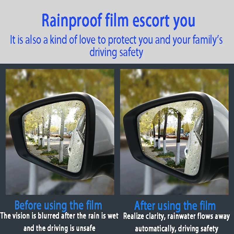 2 Pcs Car Rainproof Film Car Rearview Mirror protective Rain proof Anti fog Waterproof Film Membrane Sticker Accessories Car Rearview Mirror Sticker