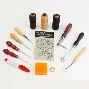 

14Pcs/Set Handmade Leather Goods Hand Sewing Set Tool DIY Multifunction Accessories 2019NEW Professional Steel Plastic Wood