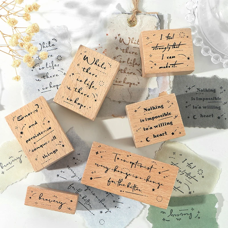 Vintage Inspirational English phrases stamp DIY wooden rubber stamps