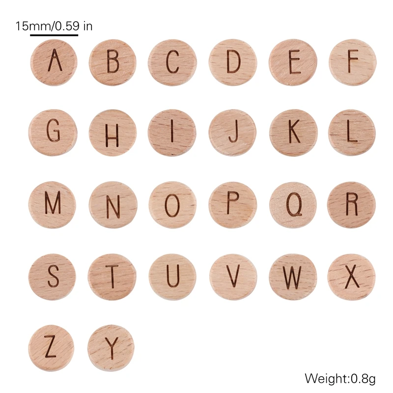 

Let'S Make 200Pc Wholesale Wooden Teether Letter Wood Beads Beech Wooden Accessories For Paficier Chain Toys Baby Teether