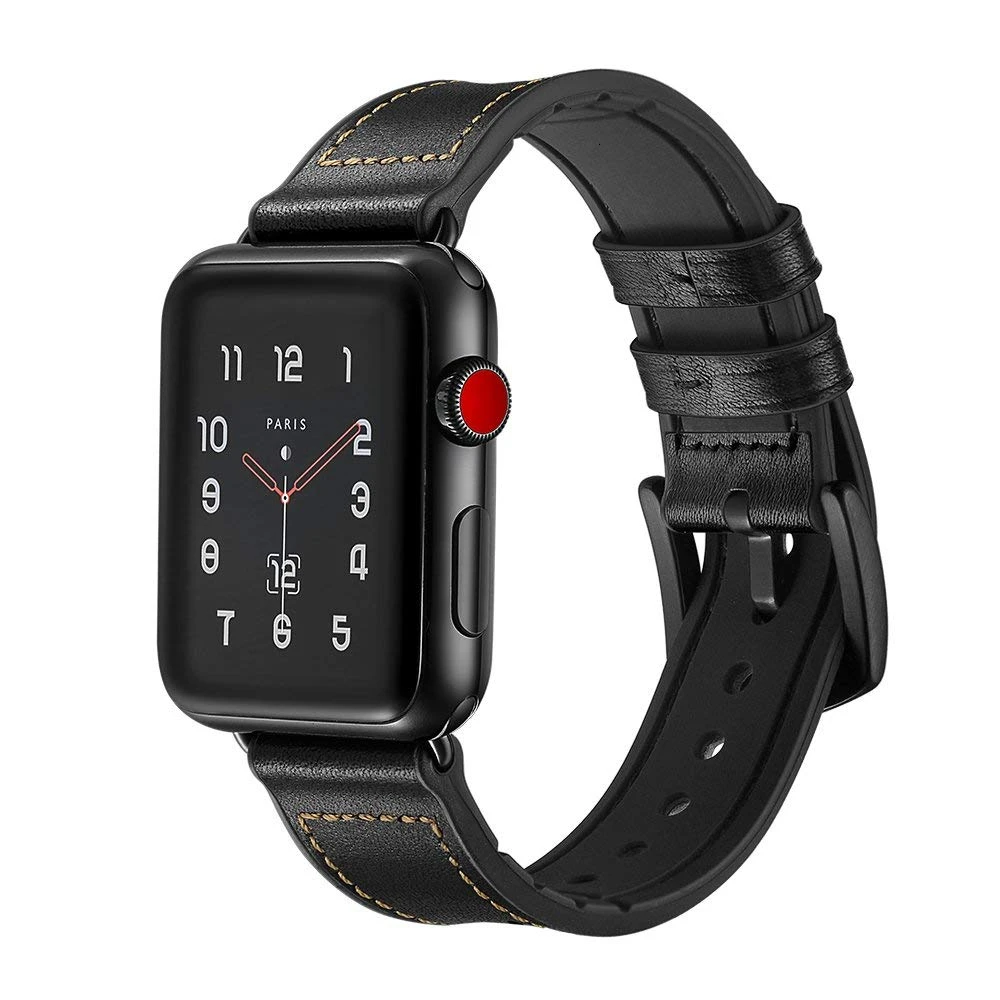 

Leather Silicone Band for apple watch 44mm 40mm strap for iwatch series 5 4 3 2 38mm 42mm Bracelet Accessories Wrist Replacement