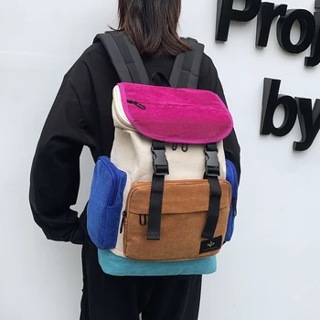

Japanese Ins Tide Women's Backpacks Harajuku Panelled School Bags for Girls Female Korean High School College Backpack Woman New
