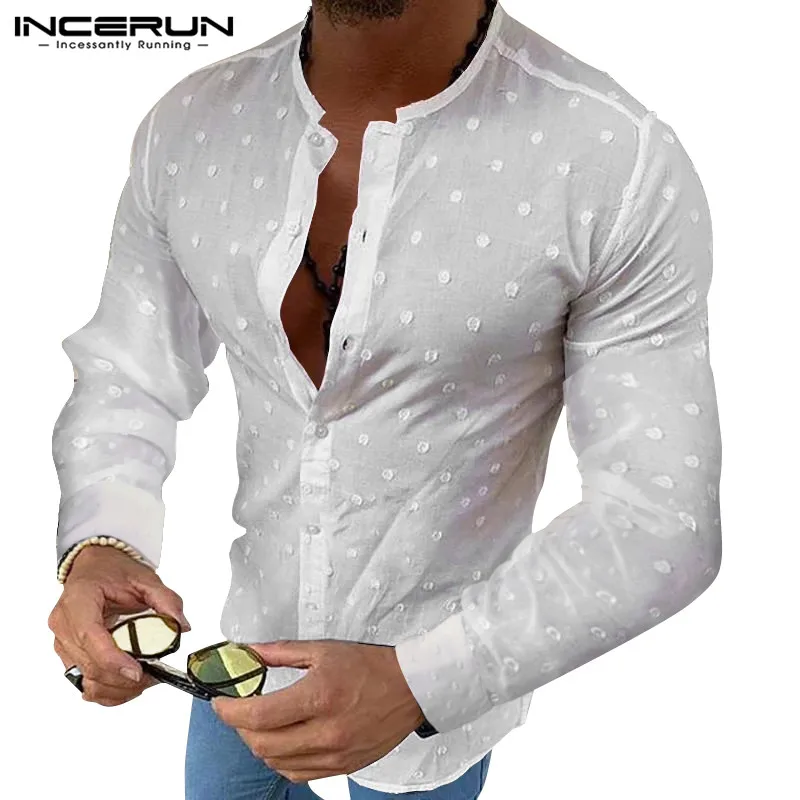 INCERUN Solid Color Shirt Men Streetwear Jacquard Casual Long Sleeve Handsome Thin Blouse Fashion Dress Shirts Men S-5XL 2020 INCERUN Solid Color Shirt Men Streetwear Jacquard Casual Long Sleeve Handsome Thin Blouse Fashion Dress Shirts Men S-5XL 2020