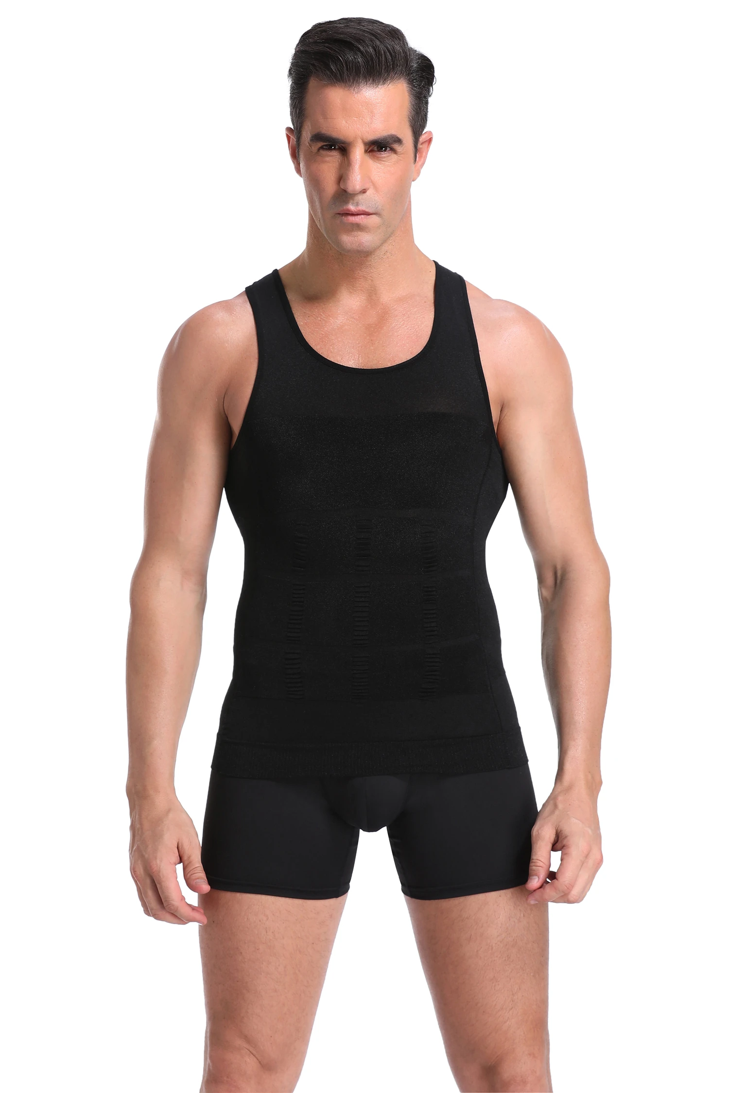 Compression Shirts for Men Shapewear Slimming Body Shaper Waist Trainer Vest Workout Tank Tops Abdomen Undershirts Fat Brun Gym