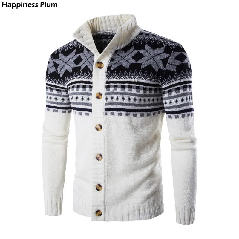 Hombre suéteres de otoño cálido suéter de Navidad para hombres de moda chaqueta abrigo Casual Collar de