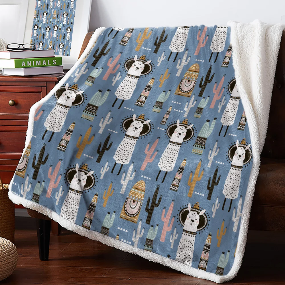 Зимнее кашемировое одеяло скандинавский кактус альпака покрывало Фланелевое