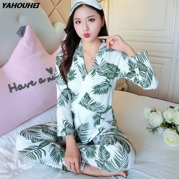 

2019 Autumn Winter Thick Warm Kimono Pajama Sets For Women Milk Silk Plus Velvet Long Sleeve Pyjama Loungewear Homewear Clothing
