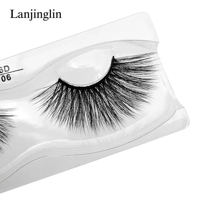 LANJINGLIN 25 мм норковые ресницы Мягкие Длинные Накладные ресницы 3D крест драматические ресницы пушистые тонкие ручной работы макияж искусственные cilios