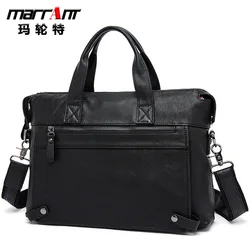 Men's Real-Leather Bag Business Briefcase First Layer Leather One-Shoulder Messenger Bag Genuine Leather Men's Laptop Bag