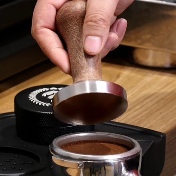 

Stainless Steel Coffee Powder Presser Wooden Handle Thread Flat Bottom Powder Press Coffee Machine Powder Press Hammer