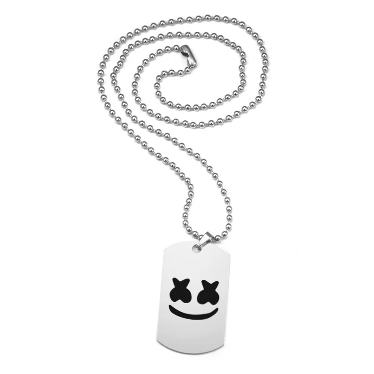 Горячая Распродажа, хип-хоп Электронная музыкальная звезда Marshmello, тег из нержавеющей стали, хлопковое конфетное ожерелье для диджея