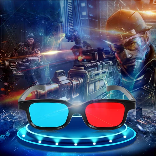 블랙 프레임 레드 블루 3D 안경, 홈 시어터 몰입형 경험, 입체 애널리프 영화 게임 DVD 비디오 선물, 안경 마찰 2