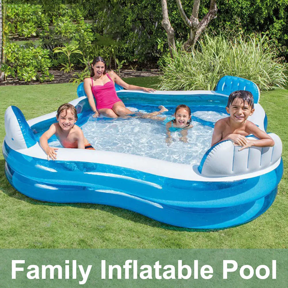Summer Inflatable Swimming Pool Blow Up Pool Family Lounge Inflatable Pool Paddling Play Basin Bathtub for Children Adults