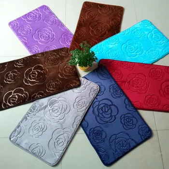 

3D Rug 40cm * 60cm Flannel Mat Embossed Toilet Bathroom 7 Colors Water-Absorbing Anti-Slip Mat Bedroom Cloth Kitchen Mats Floor