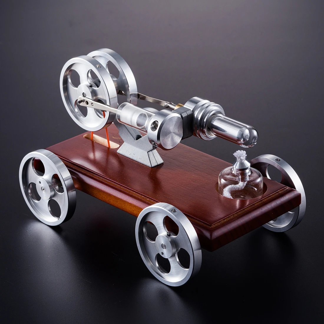 Solid Wood Baseplate DIY Stirling Engine Car Stem Steam Model Set