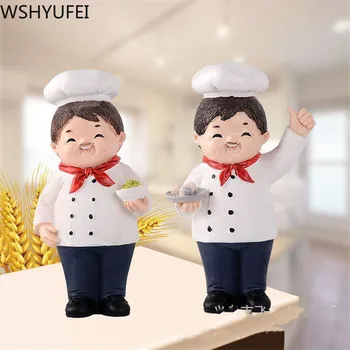 

WSHYUFEI Resin Chef Figurine Vintage Creative dining table Ornaments Supplies Kitchen Decor Home living room Crafts Gifts