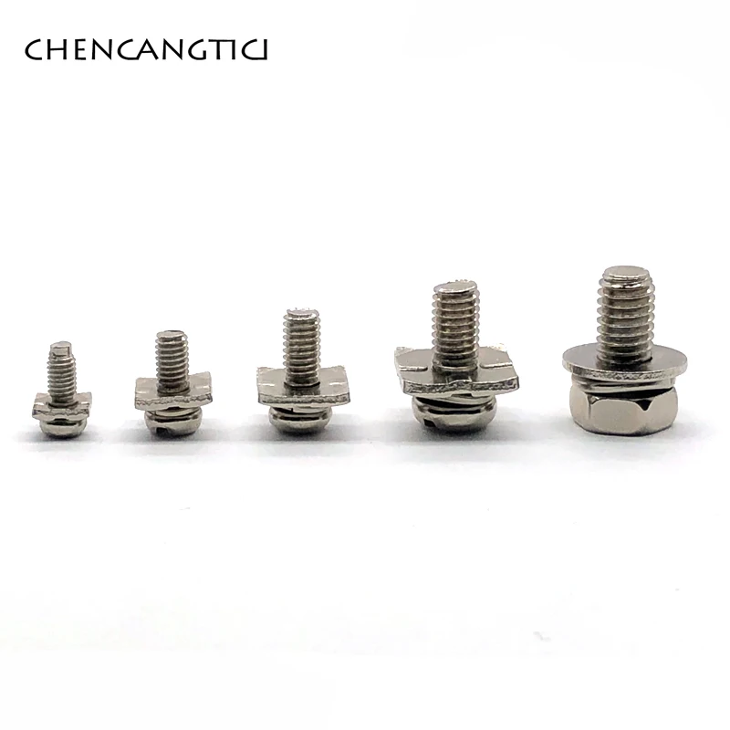 

100 Pcs nickel plated environmentally combination screw Phillips round head tapping screws with washer