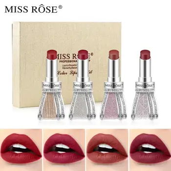

MISS ROSE 4 Colors Matte Lipstick Velvet Lip Tint Lipstick Pen Makeup Waterproof Maquillaje Long Lasting Sexy Make Up Gift TSLM1