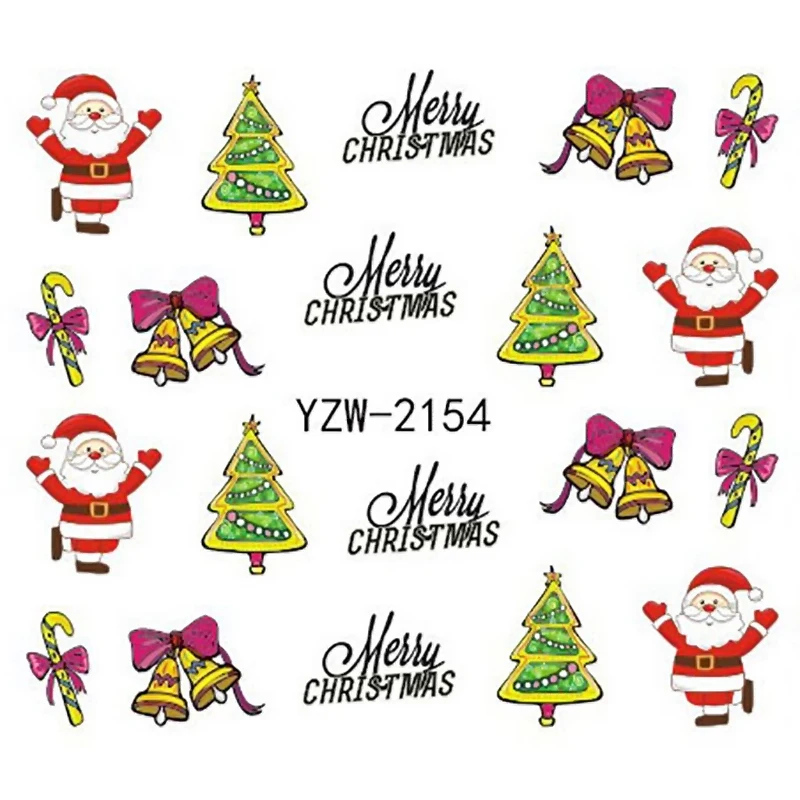 1 лист Санта Клаус Наклейки для ногтей Рождественский дизайн наклейки для ногтей Снежный человек Санта Клаус узорами, дизайн ногтей наклейки s - Цвет: 2