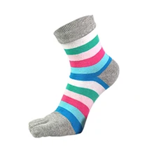 Модные носки милые забавные радужные полосы пять пальцев противоскользящие хлопковые носки удобные женские носки