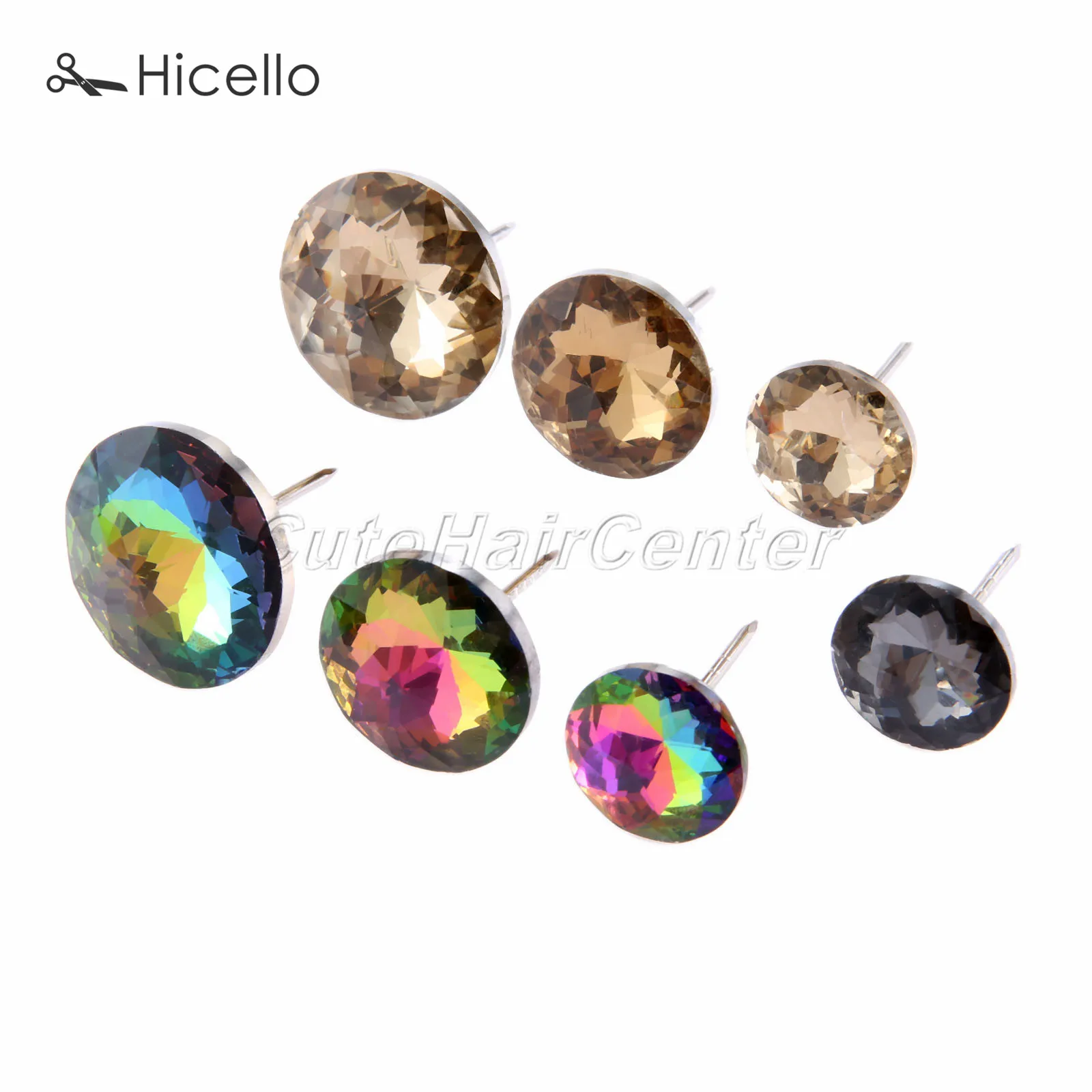 5pcs Nails Crystal Button Glass Upholstery Diamond Tacks Pins Knot Flower 20mm/25mm/30mm Sewing Furniture Decoration Hicello