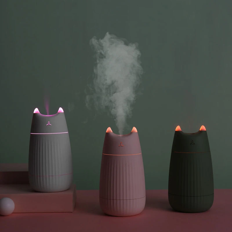

200ml Cartoon Cat USB Air Humidifier Ultrasonic Car Humidifiers Mist Maker with LED Lights Mini Office Desktop Air Purifier