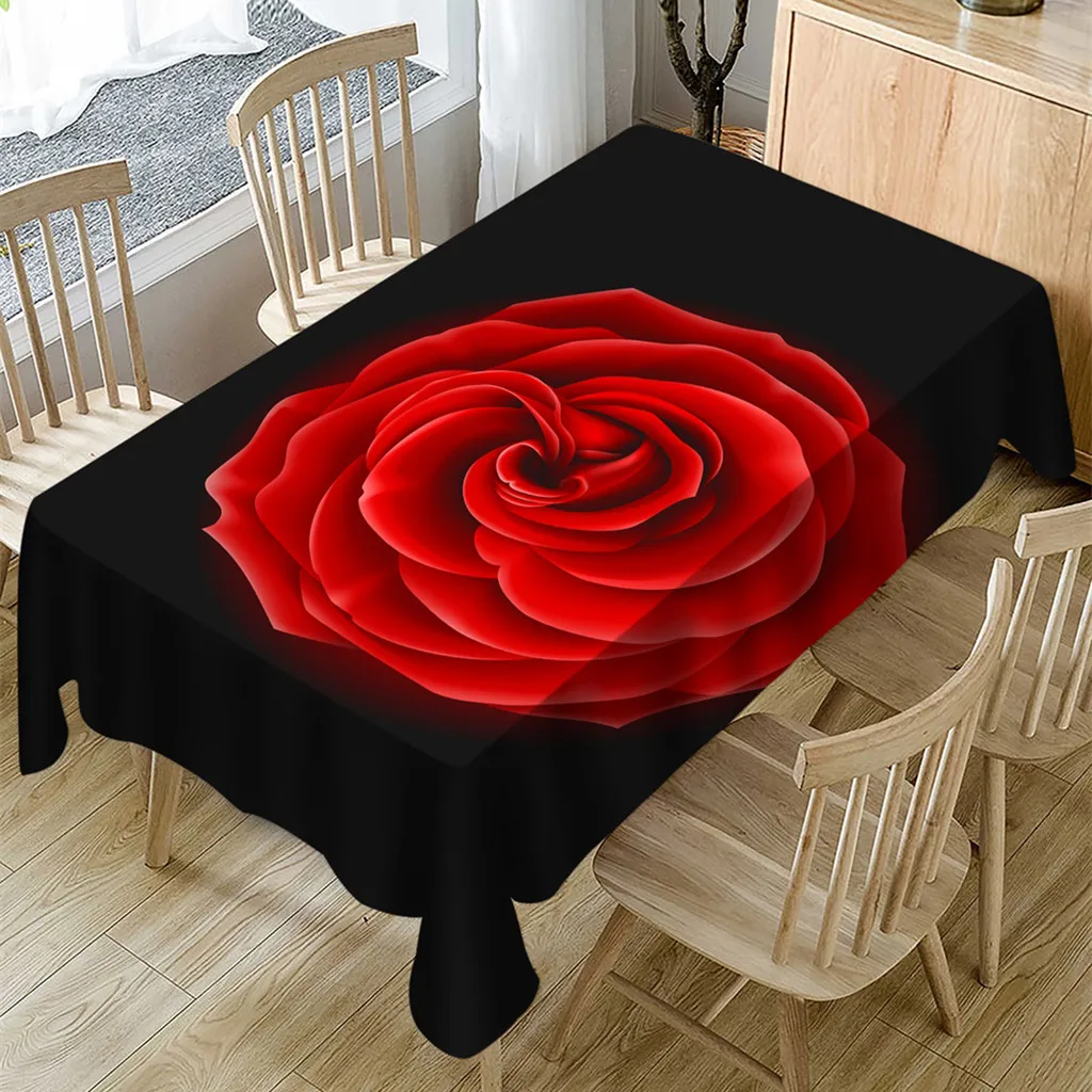 Valentine's Tablecloth Red Rose Print Rectangle Table Cover Holiday Party Home Decor Wedding Table Runner On The Table /d