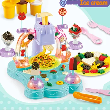 

Simulation Lighting Music Ice-cream Machine 3d Color Clay Set Kindergarten Role Playing Handmade Noodle Maker Toy Kids Gift
