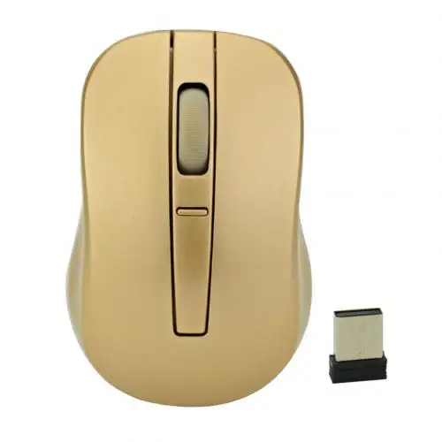 Mute 2.4GHz Wireless 1000DPI 2 Keys Optical Mouse USB Receiver for PC Laptop - Цвет: Golden