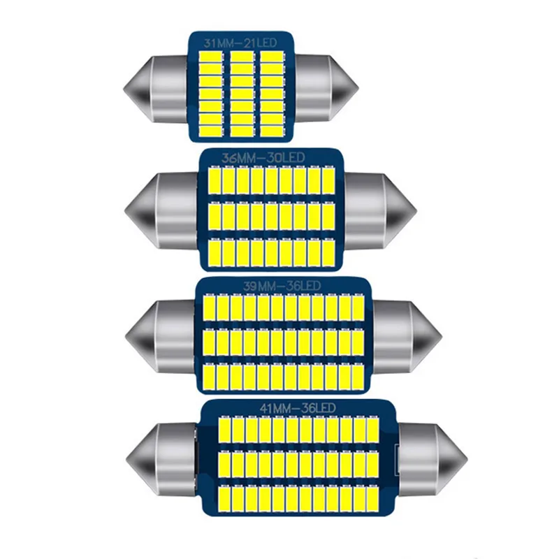 12pcs Festoon 31mm 36mm 39mm 41mm T10 BA9S C5W C10W LED Bulb Canbus 3014 Car Interior reading dome lamps Parking Light